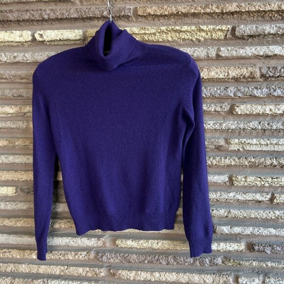 Ralph Lauren Black Label Purple 100% Cashmere Turtleneck Sweater Size Medium - Picture 2 of 6